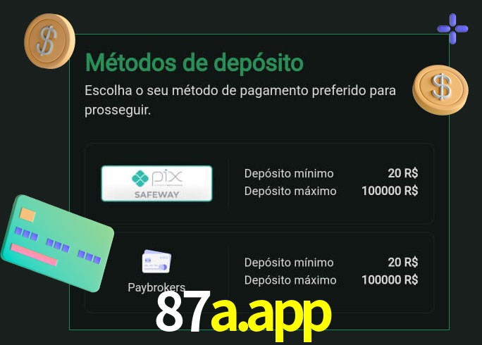 O cassino 87a.app oferece uma grande variedade de métodos de pagamento